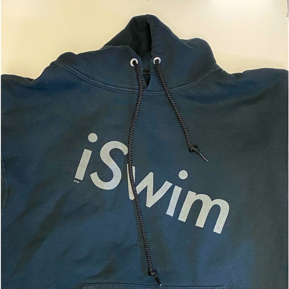 Black graphic swim hoodie athletic